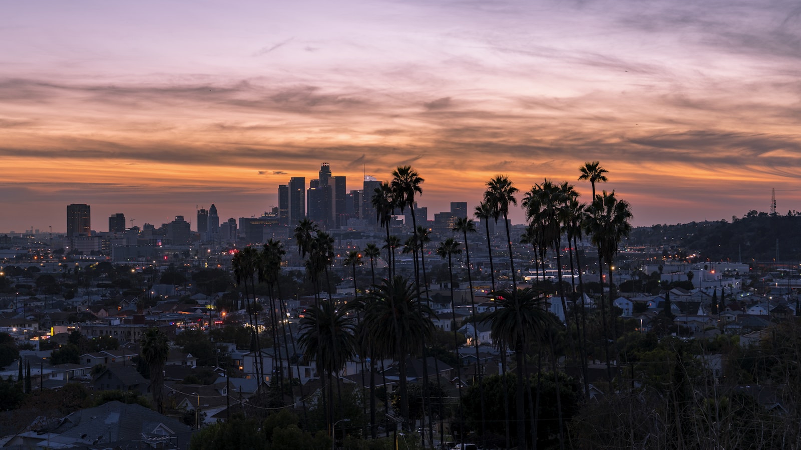 Beverly Hills skyline at sunset