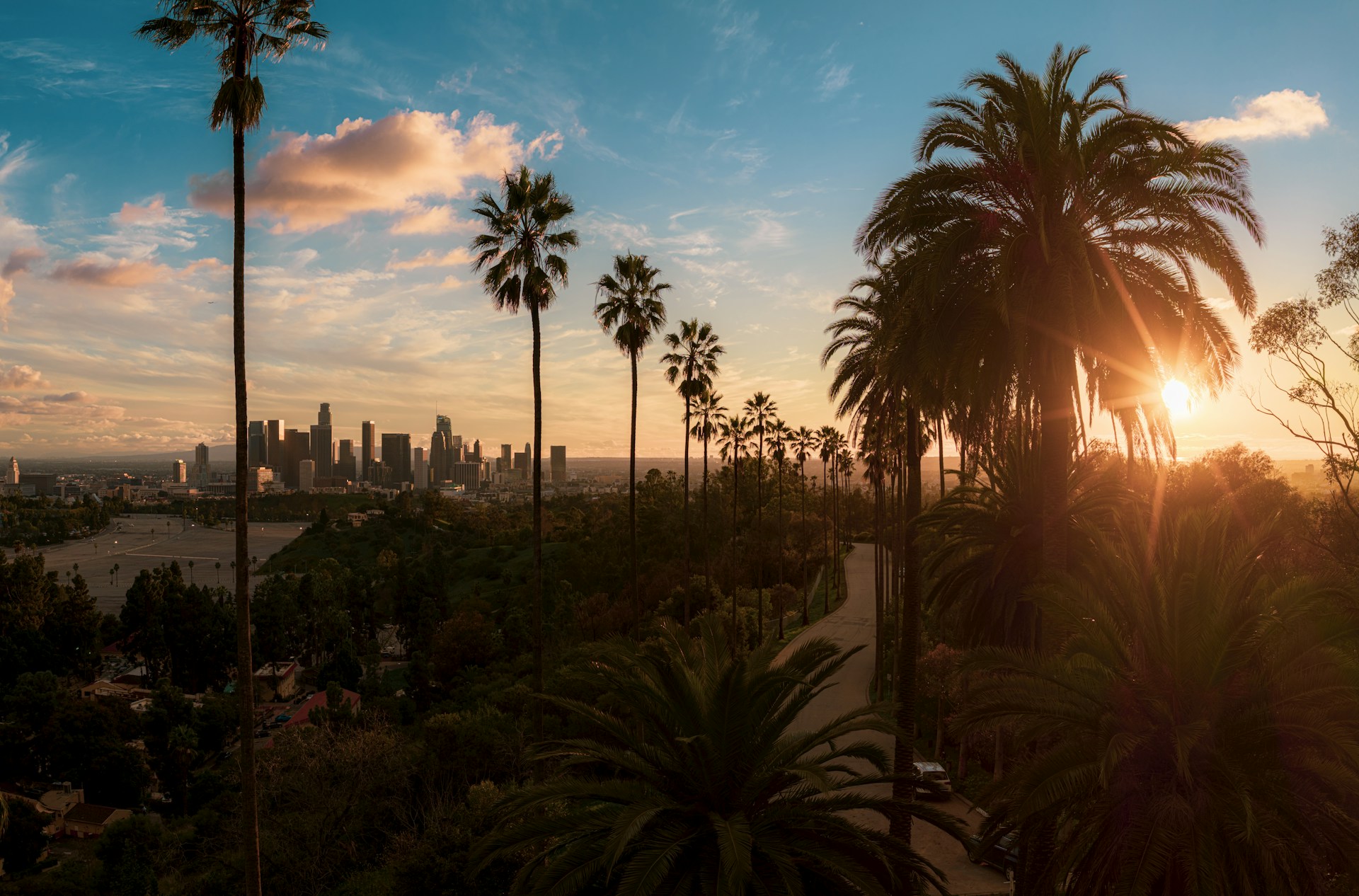 Los Angeles skyline at sunset